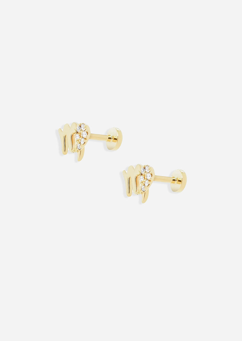 Virgo Threaded Flat Back Earring
