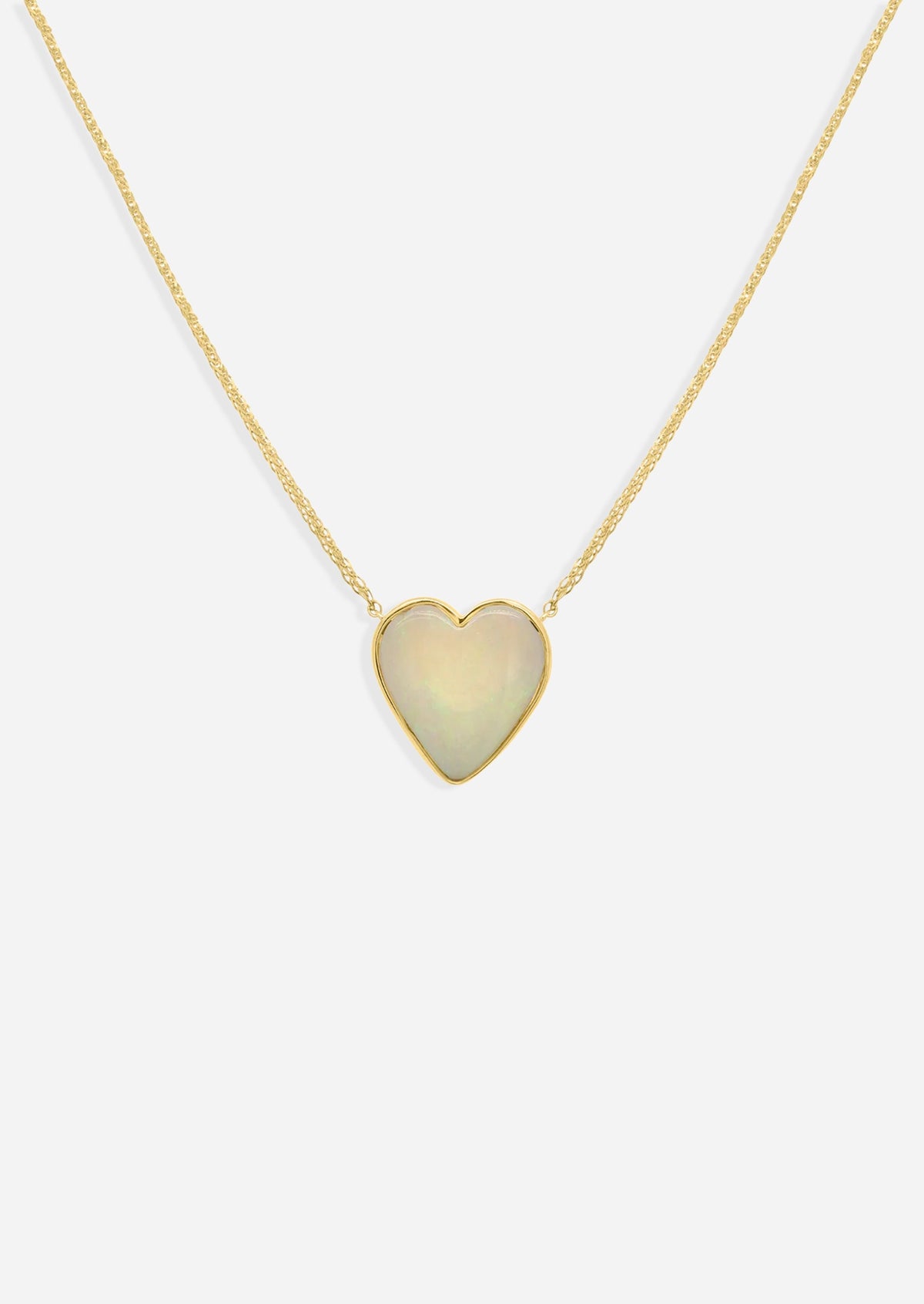White Opal Heart Necklace