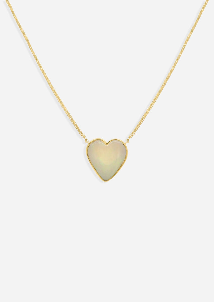 White Opal Heart Necklace