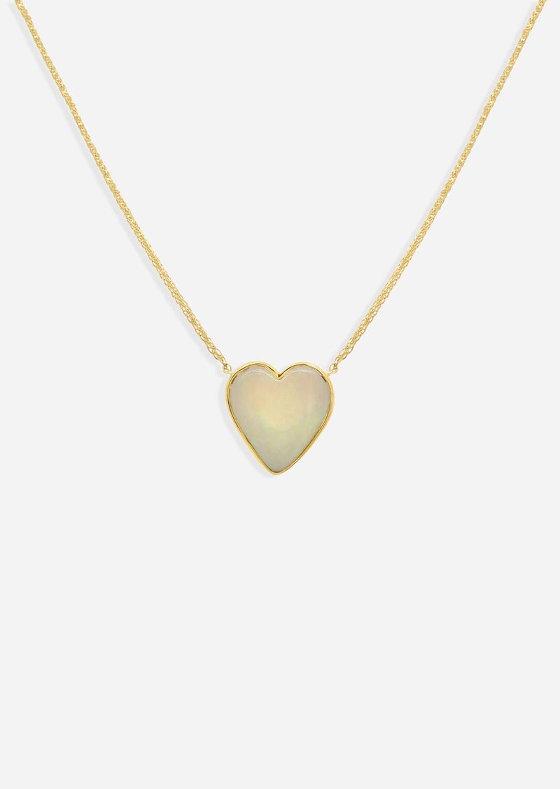 White Opal Heart Necklace