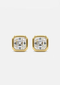 Asscher Diamond Threaded Flat Back Earring | Single