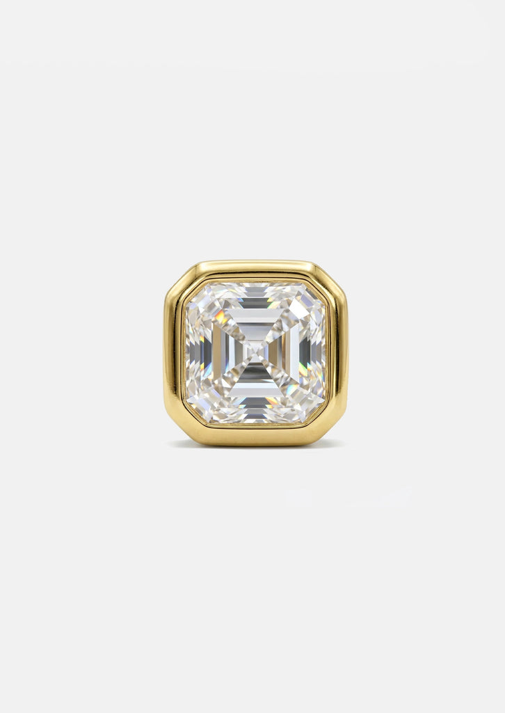 Asscher Diamond Threaded Flat Back Earring