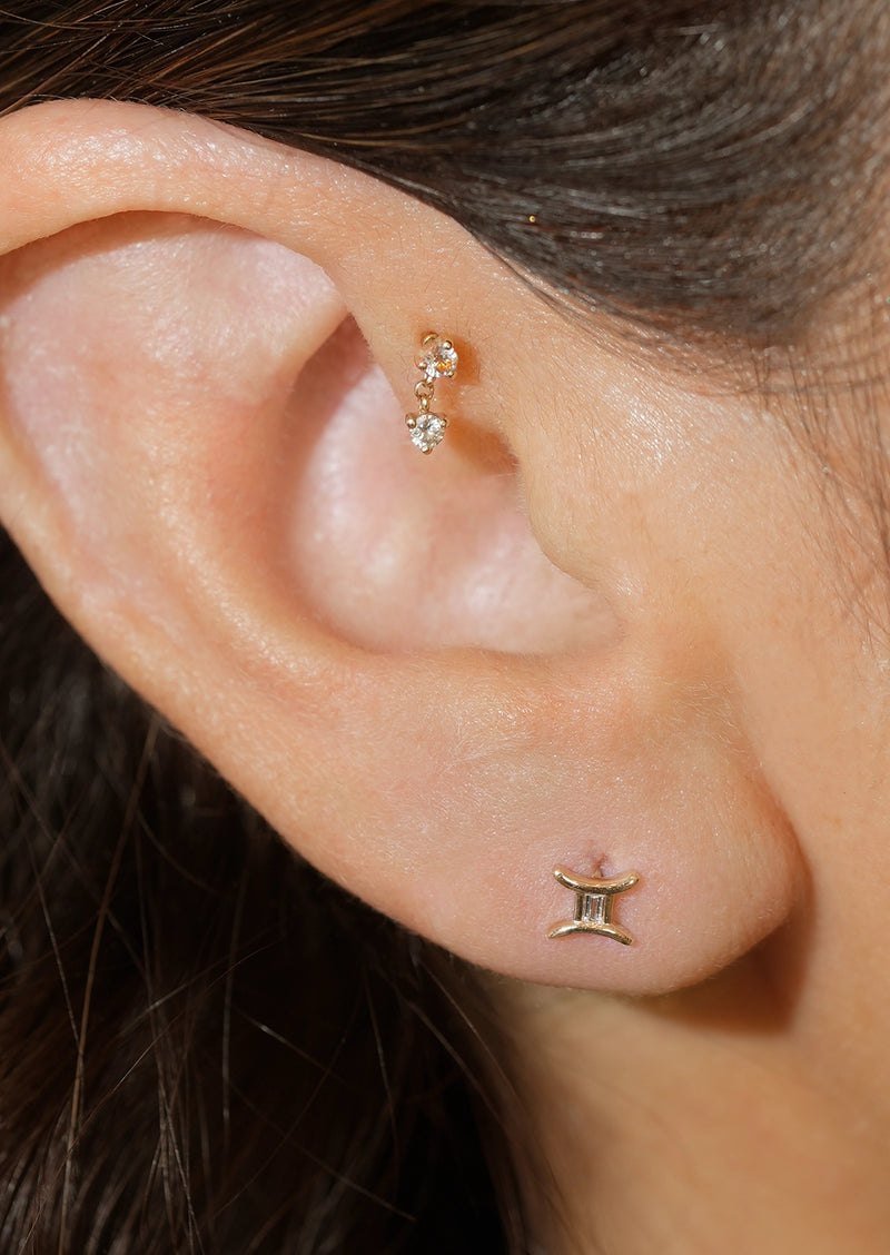 Gemini Threaded Flat Back Earring