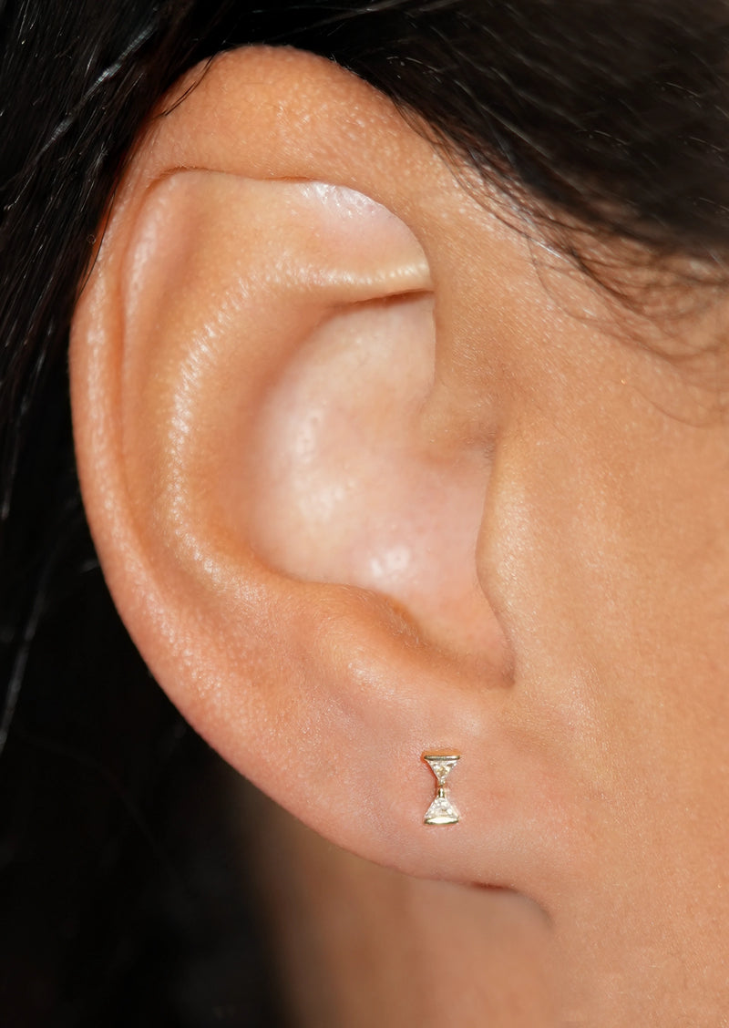 Hourglass Threaded Flat Back Earring | Single