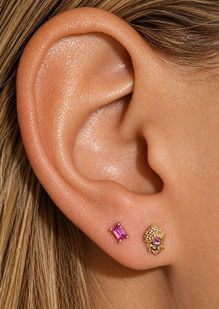 Third Eye Buddha Threaded Flat Back Earring