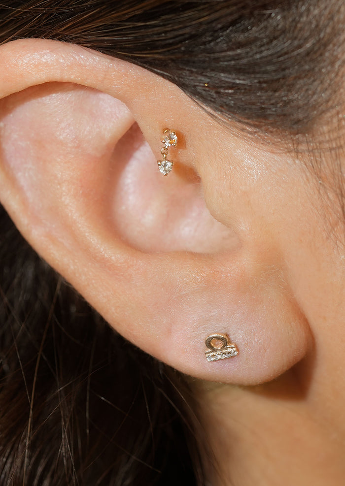 Libra Threaded Flat Back Earring