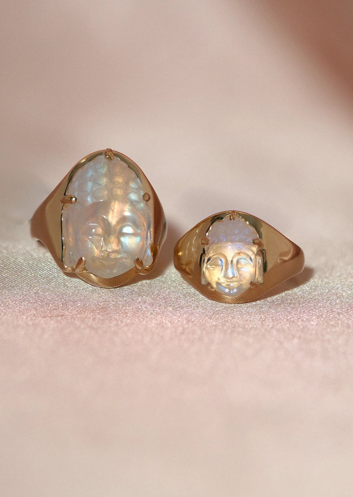 Rainbow Moonstone Buddha Ring