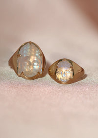 Rainbow Moonstone Buddha Ring