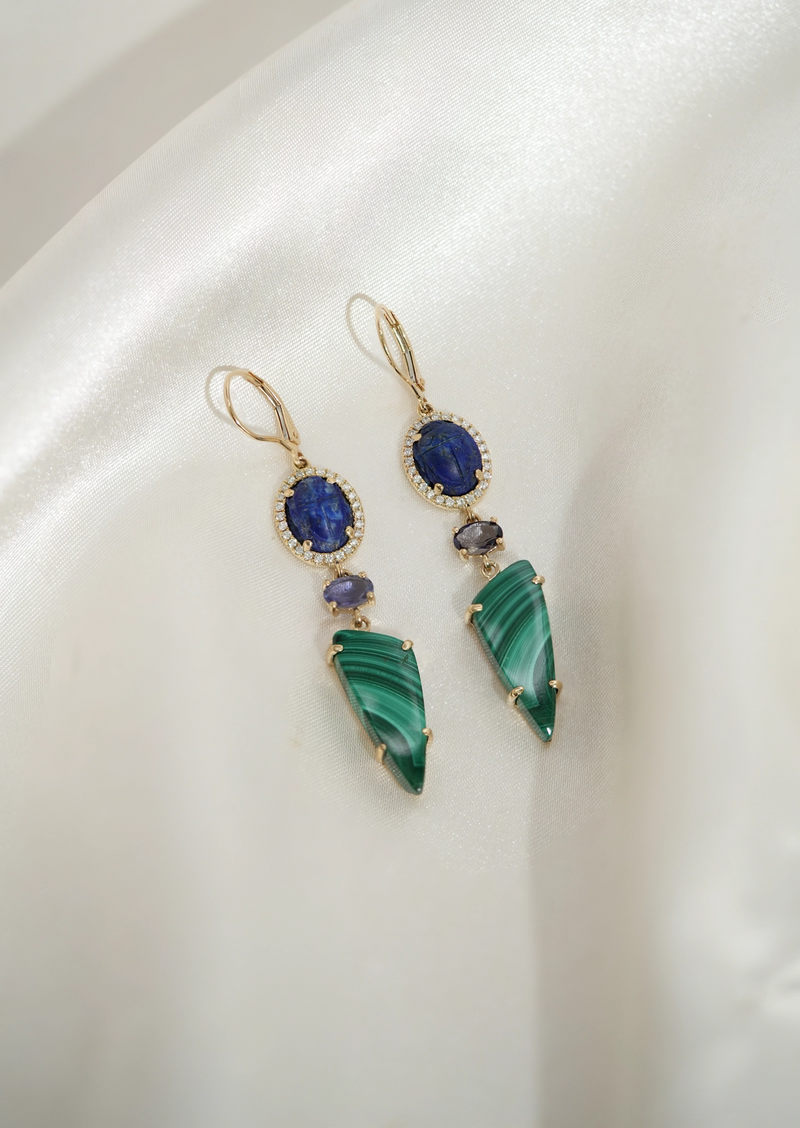 Lapis Scarab Earrings