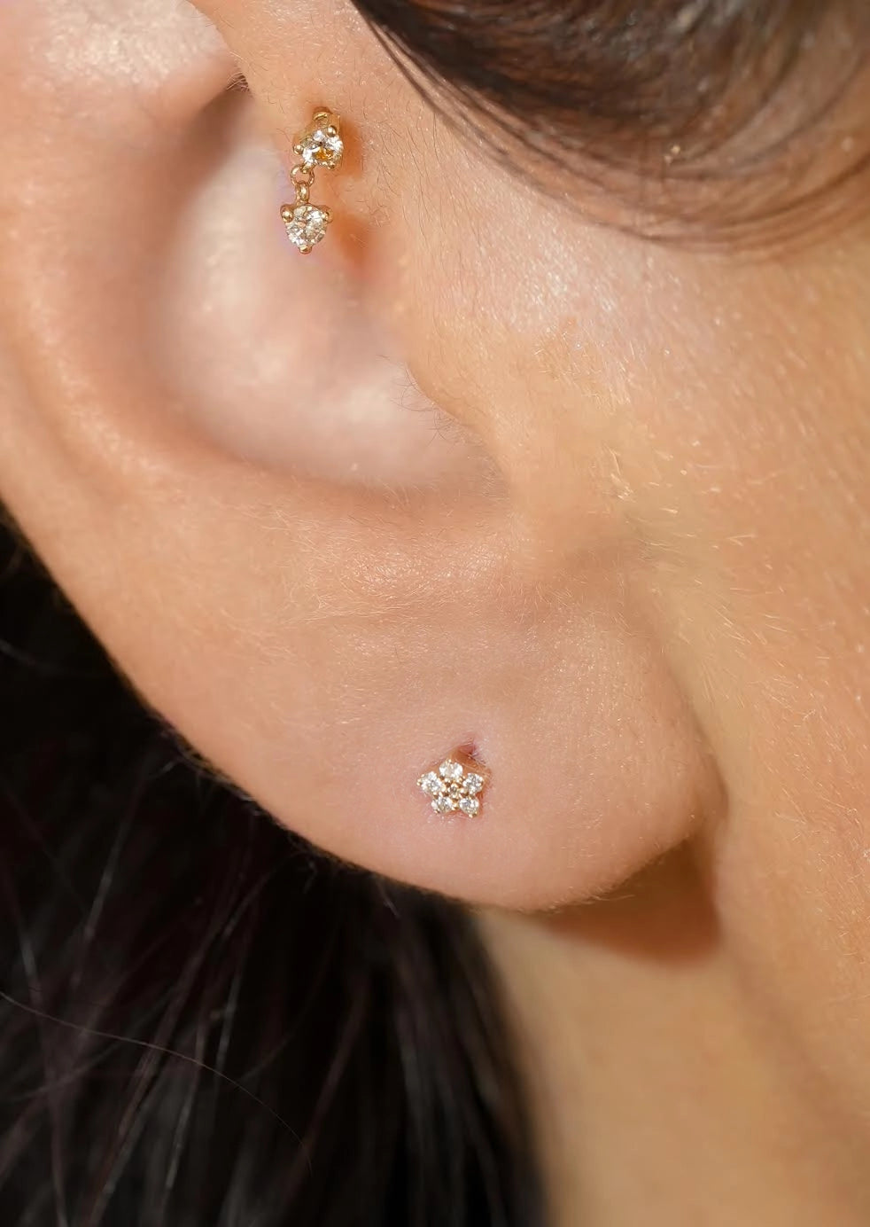 Mini Star Threaded Flat Back Earring | Single