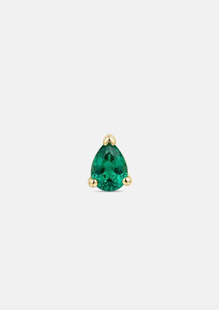 Mini Pear Emerald Threaded Flat Back Earring
