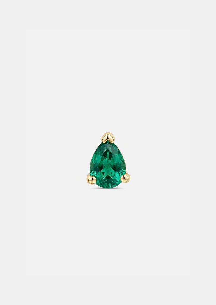 Mini Pear Emerald Threaded Flat Back Earring