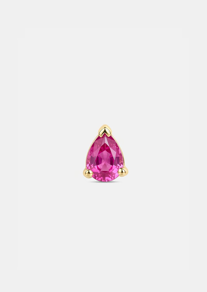 Mini Pear Ruby Threaded Flat Back Earring