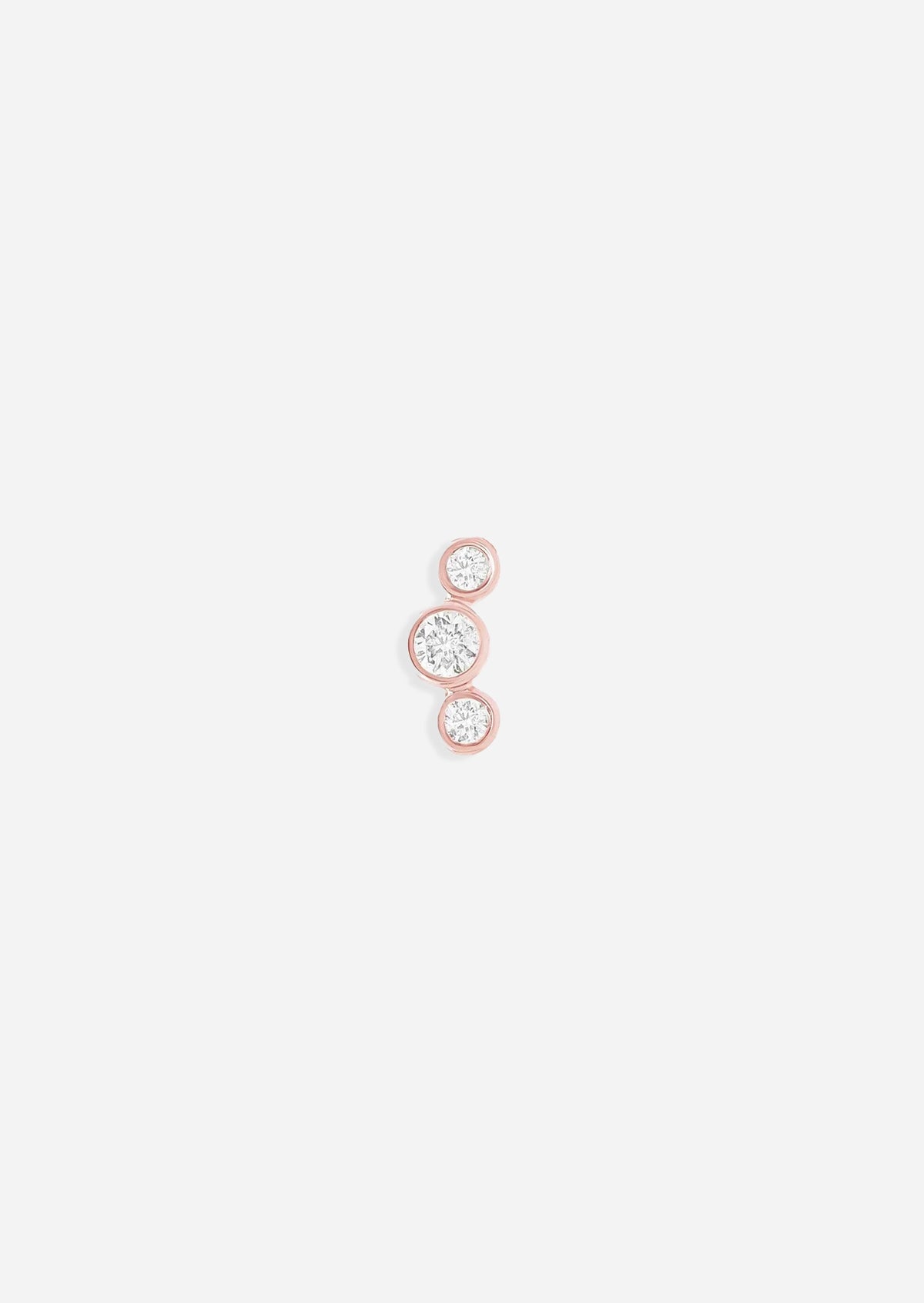 Open Curve 3 Diamond Threaded Flat Back Earring | Single