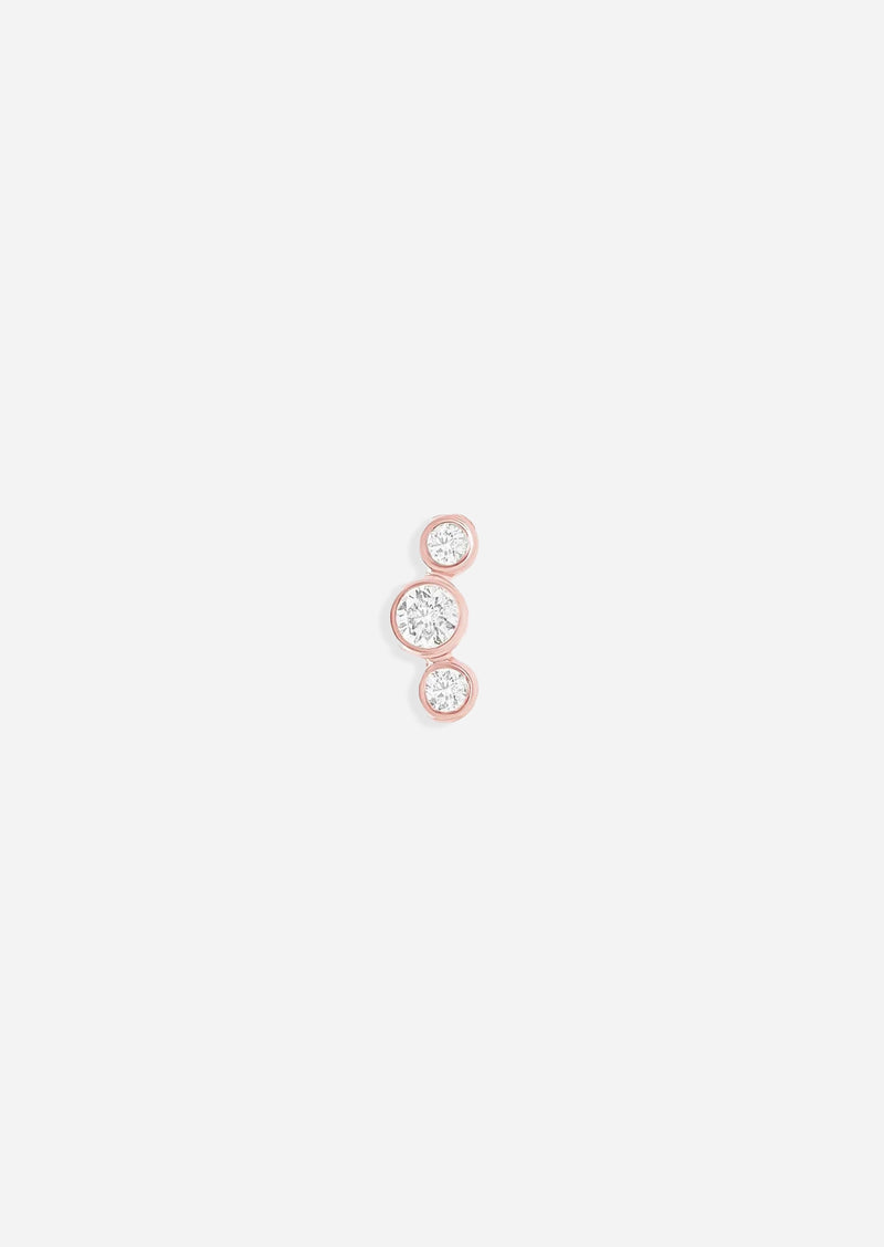 Open Curve 3 Diamond Threaded Flat Back Earring | Single