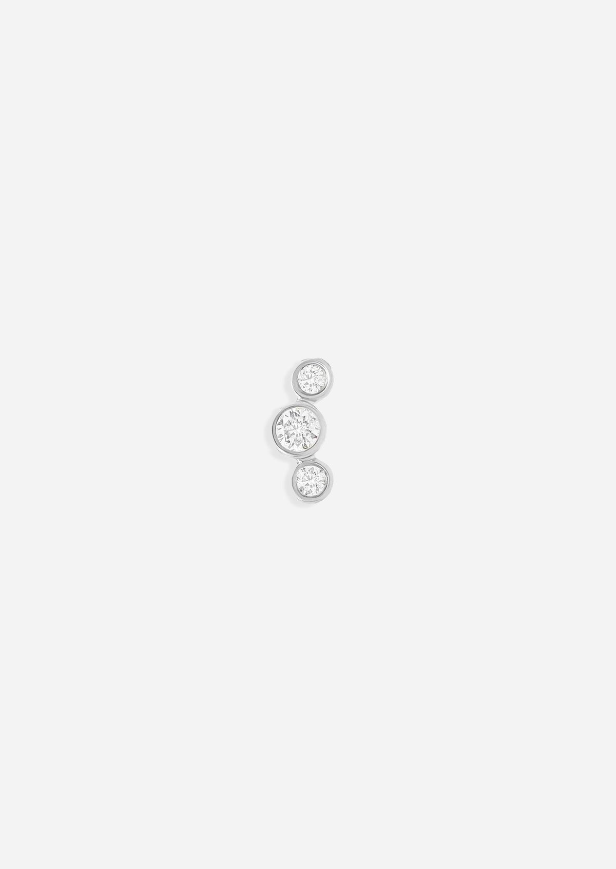 Open Curve 3 Diamond Threaded Flat Back Earring | Single