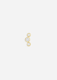 Open Curve 3 Diamond Threaded Flat Back Earring | Single