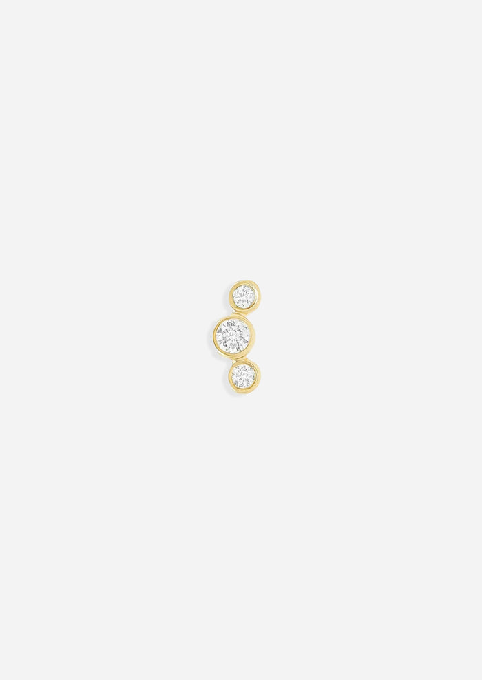 Open Curve 3 Diamond Threaded Flat Back Earring | Single