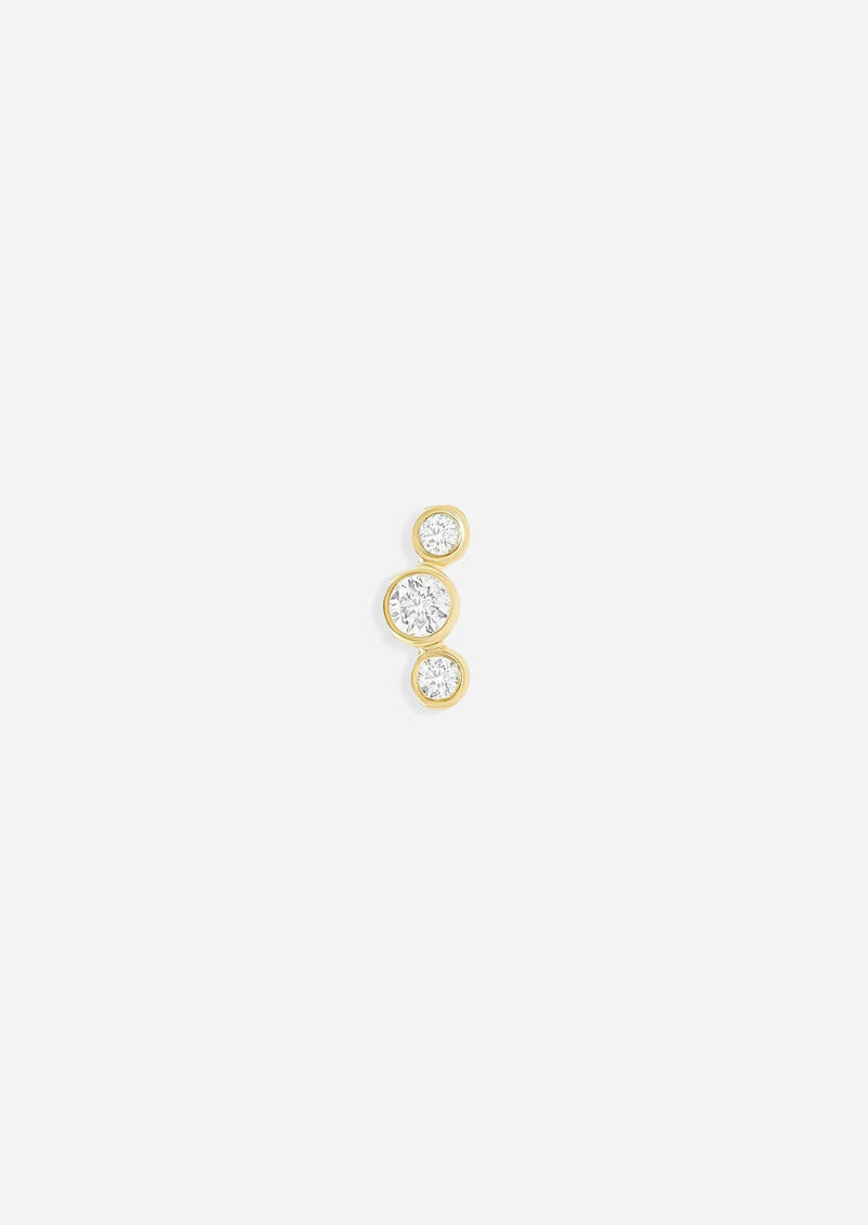 Open Curve 3 Diamond Threaded Flat Back Earring | Single