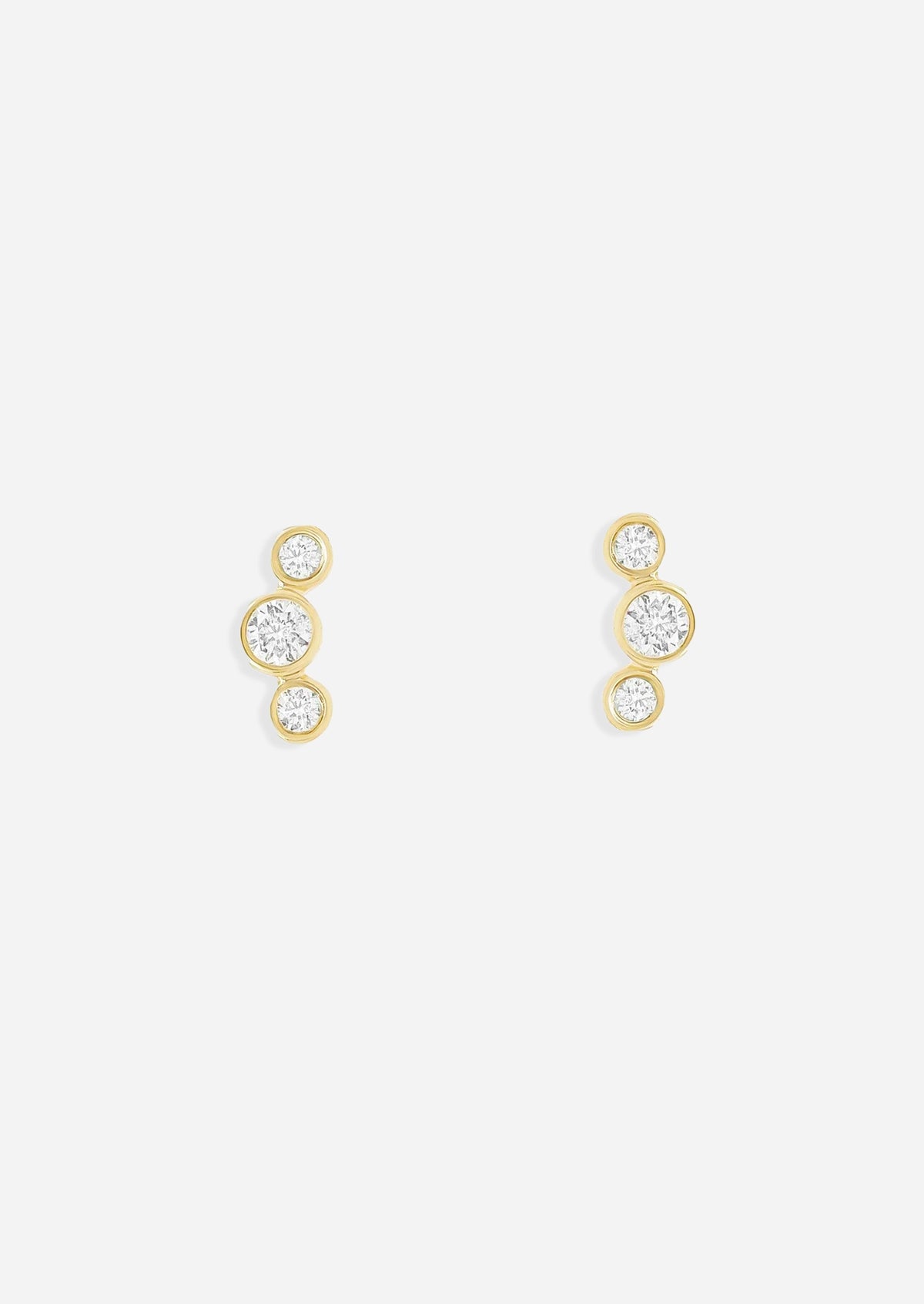 Open Curve 3 Diamond Threaded Flat Back Earring | Single