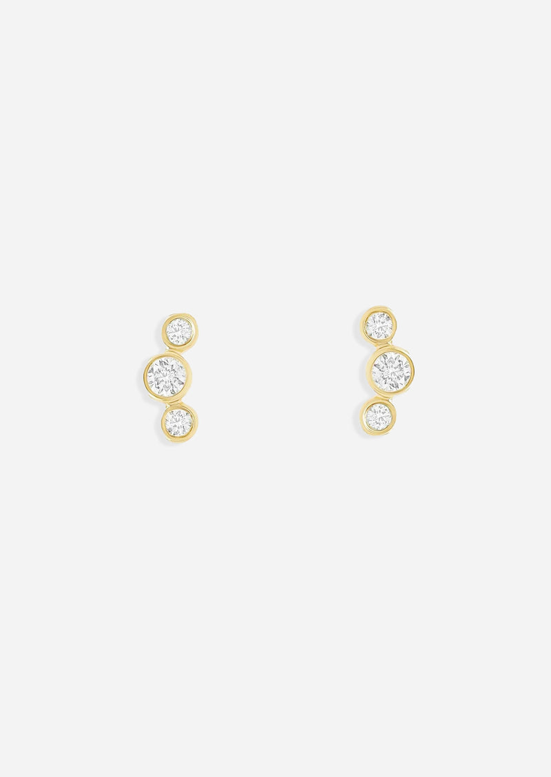Open Curve 3 Diamond Threaded Flat Back Earring | Single