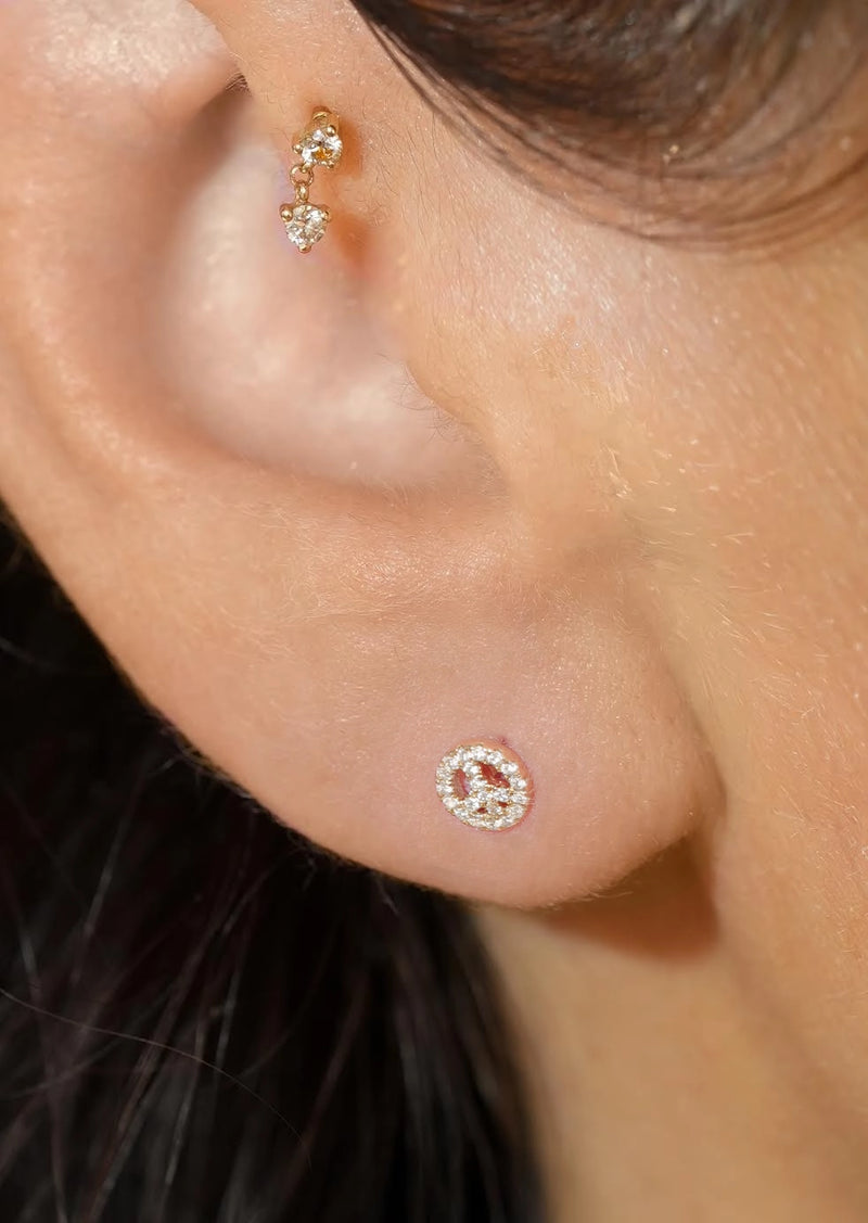 Peace Sign Threaded Flat Back Earring | Single