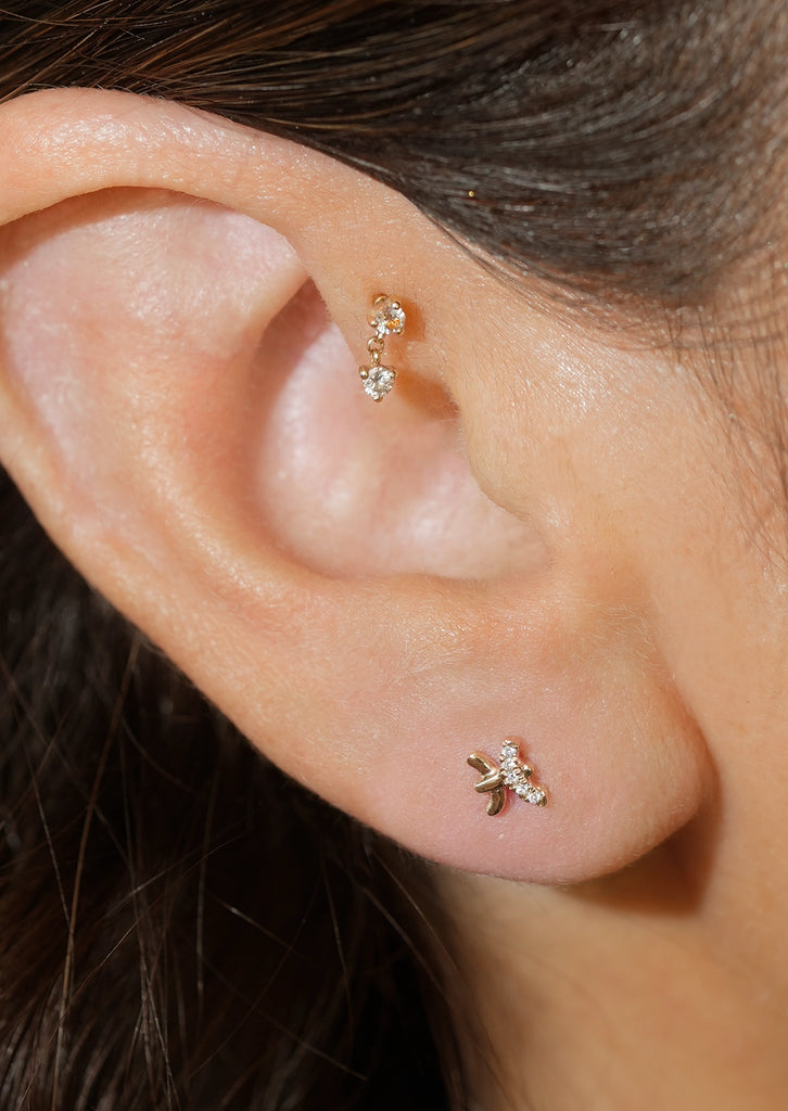 Pisces Threaded Flat Back Earring
