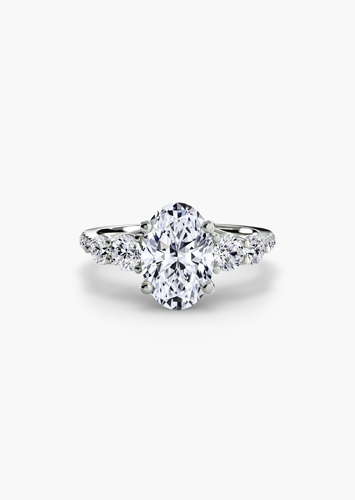 Five Stone Ring with Pavé Band