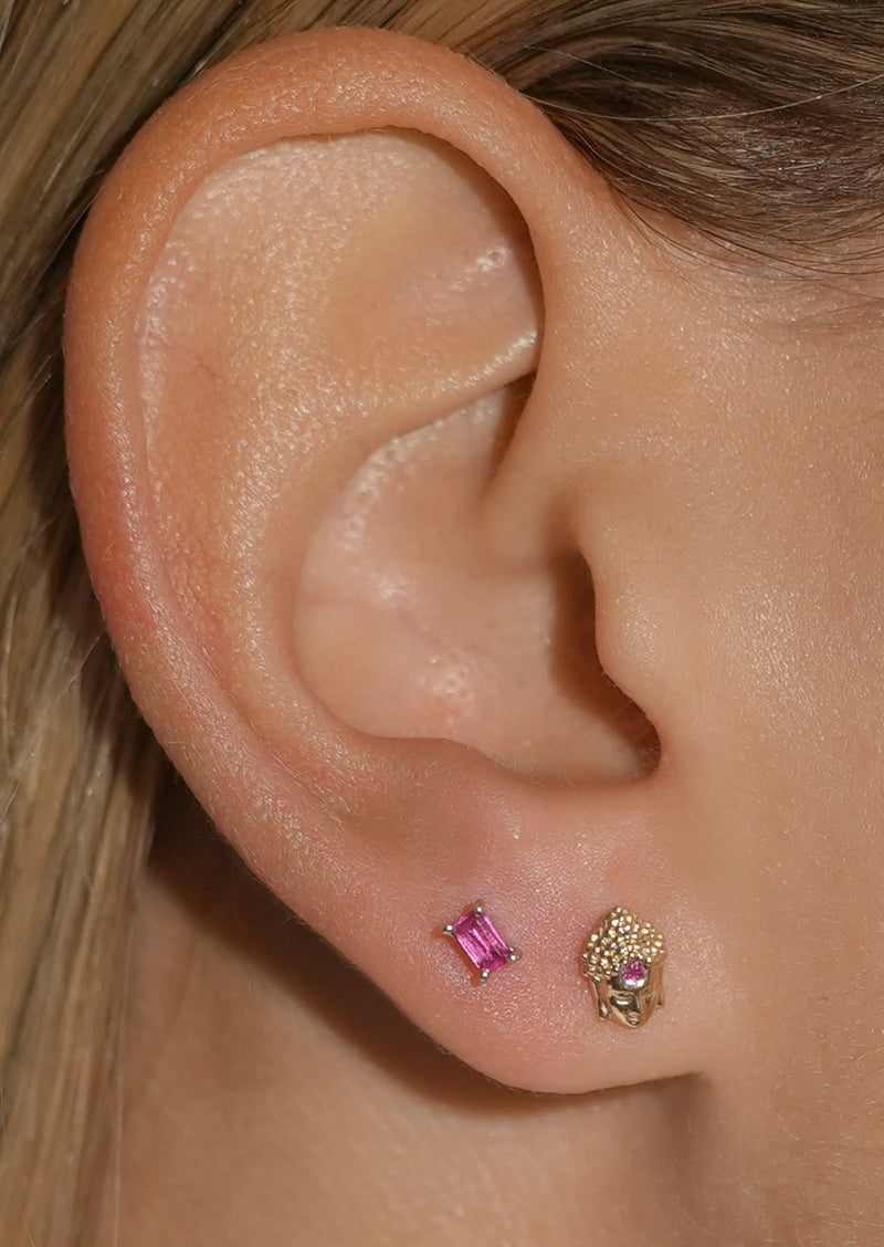 Third Eye Buddha Threaded Flat Back Earring | Single