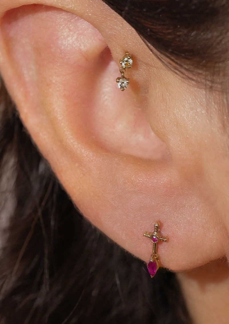 Sacrifice Sword Threaded Flat Back Earring | Single