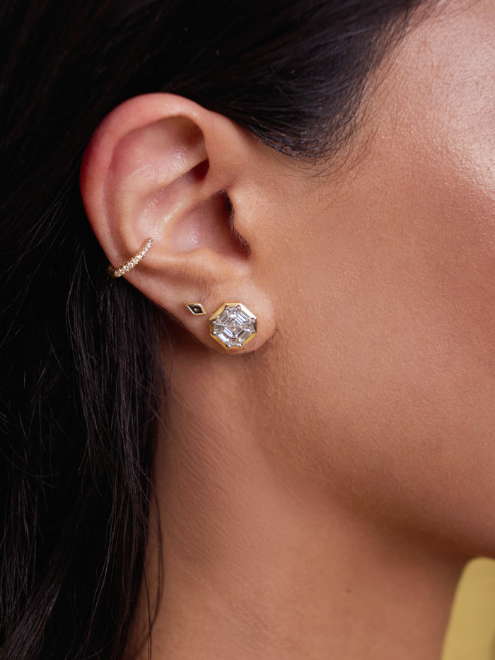 S+P Kite Diamond Threaded Flat Back Earring