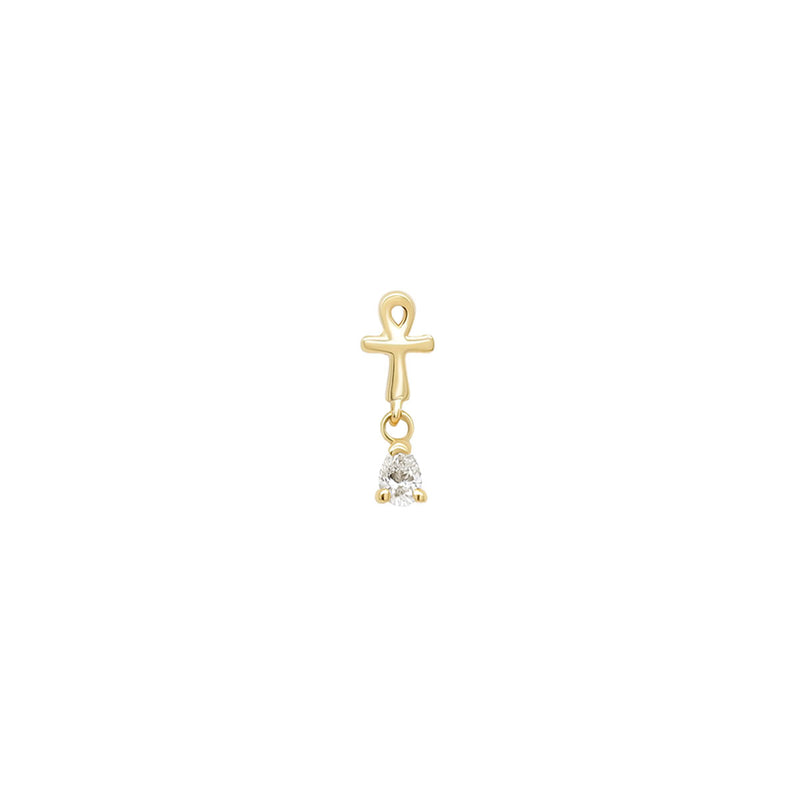 Ankh Drop Threaded Flat Back Earring | Single