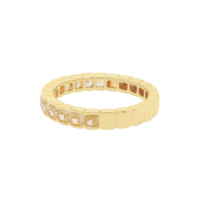 Asscher Half Bezel Yellow Diamond Ring | 2.5GMS 1.62CTW