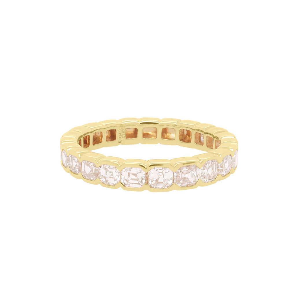 Asscher Half Bezel Diamond Ring | 2.5GMS 1.62CTW