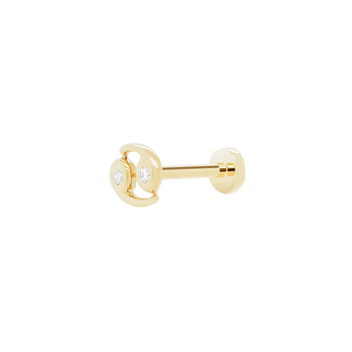 Cancer Threaded Flat Back Earring | .60GMS .02CT - Porter Lyons