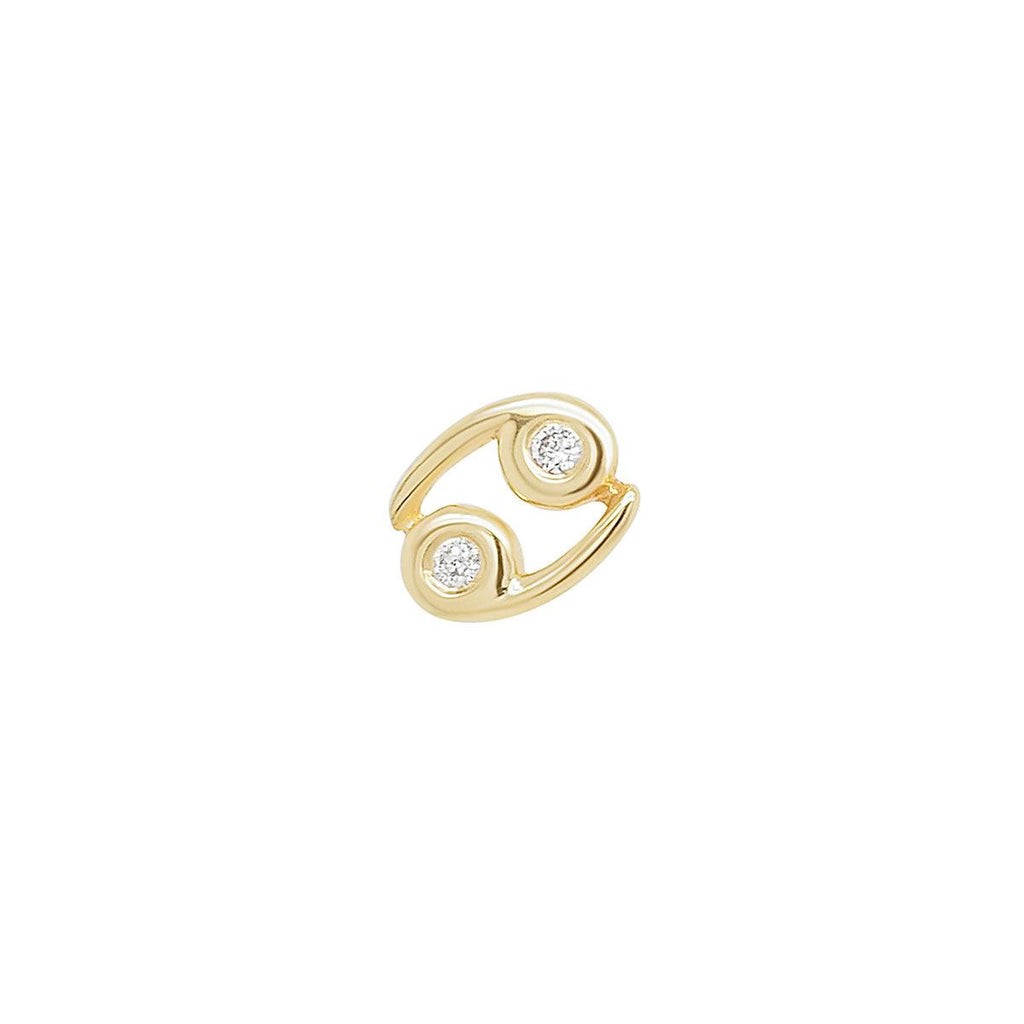 Cancer Threaded Flat Back Earring | .60GMS .02CT - Porter Lyons