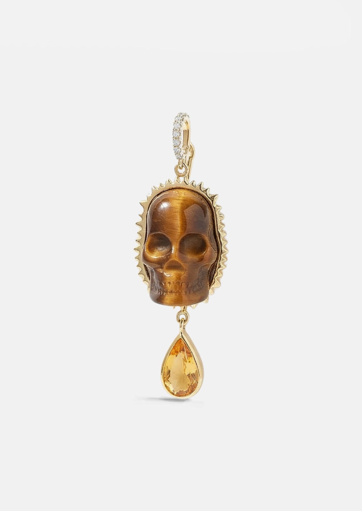 Carved Skull Charm - Tiger's Eye