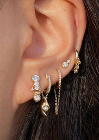 Diamond Chain Huggie Hoop | Single