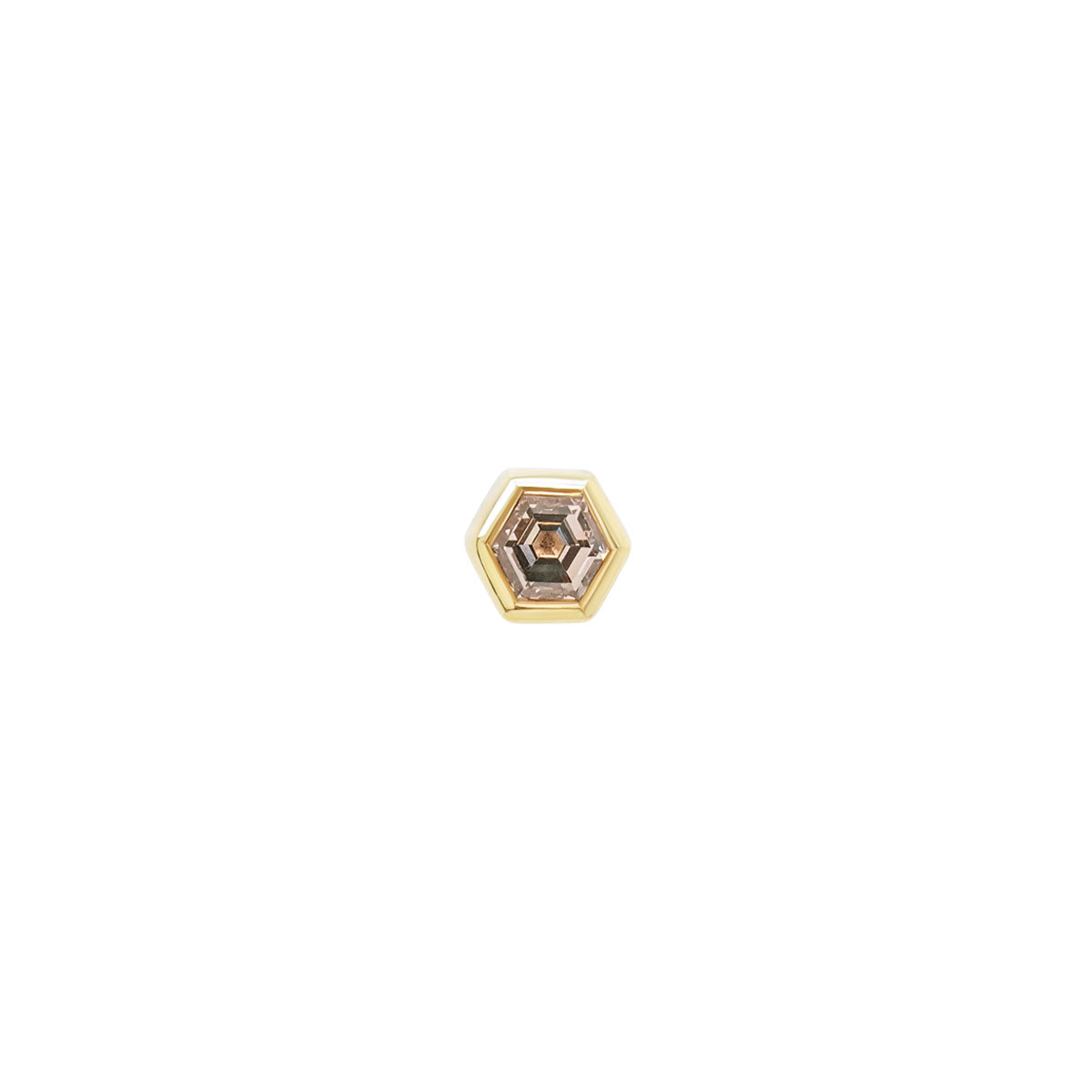 Champagne Hexagon Diamond Threaded Flat Back Earring | 0.40GMS 0.16CT | Single