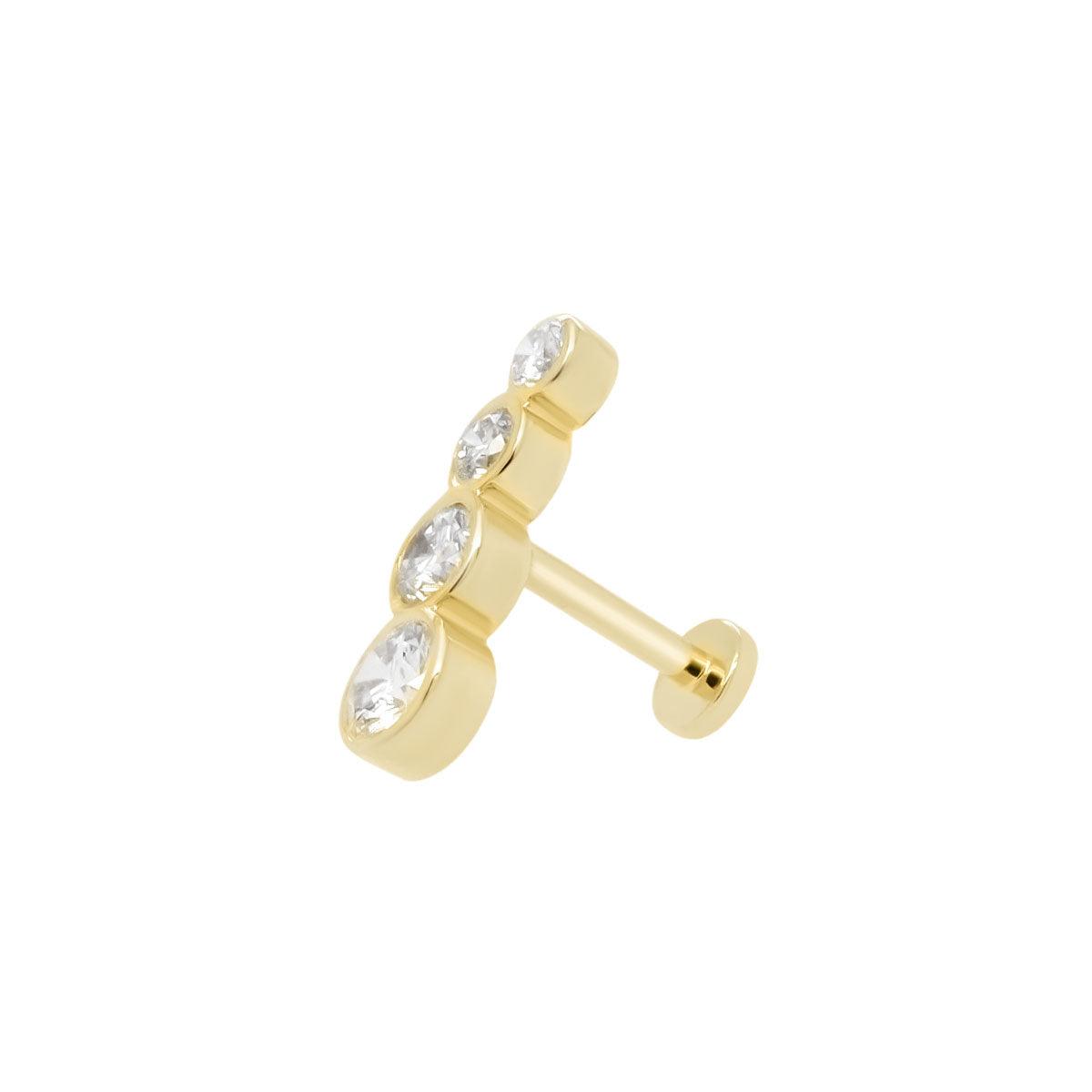 14K Gold Threaded Flat Back Earring Replacement in 5mm, 6.5mm, and 8mm Post Lengths, Yellow Gold / 6.5mm