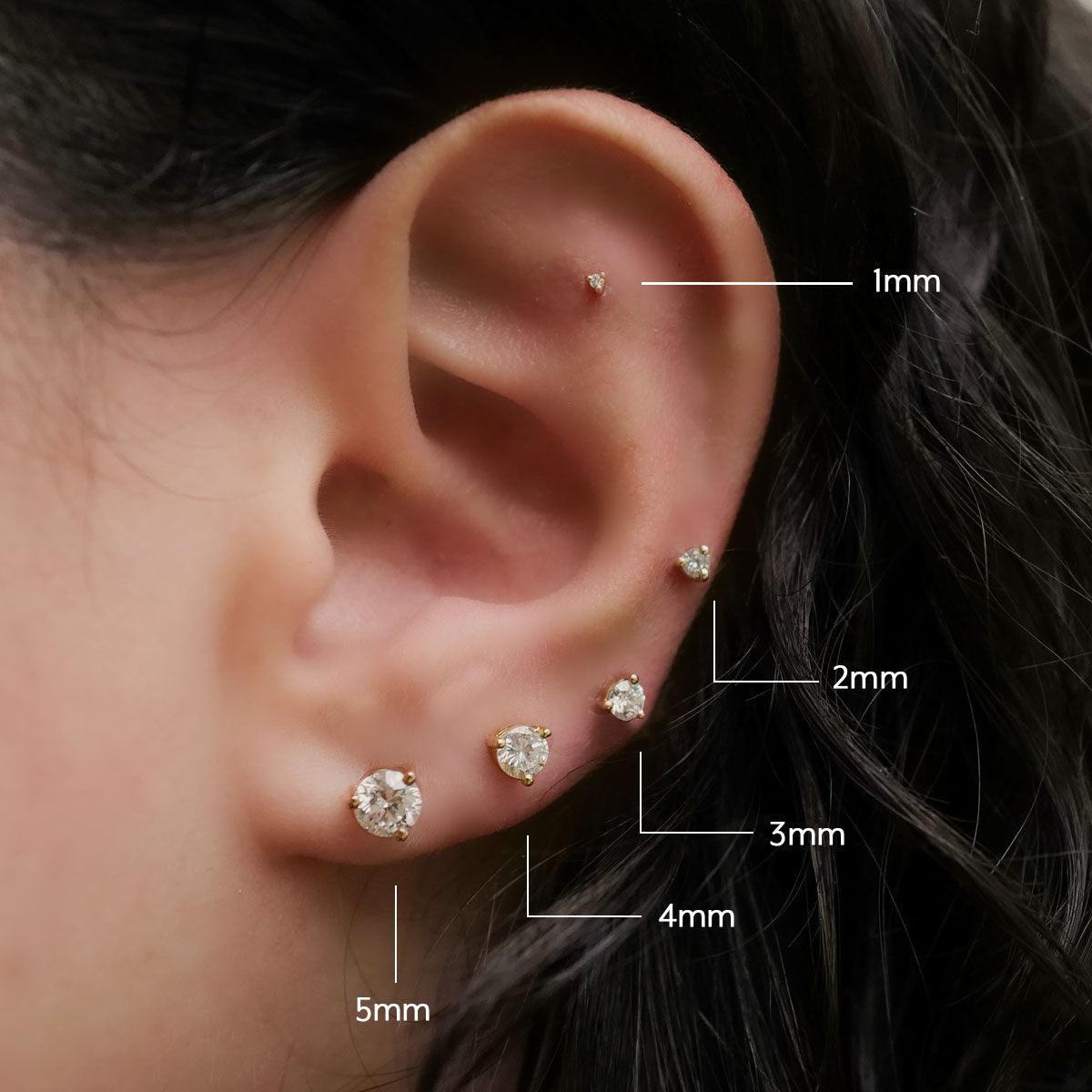 Ear Piercing 4MM Green Square Emerald CZ Surgical Steel Women Stud Earrings  Gift | eBay