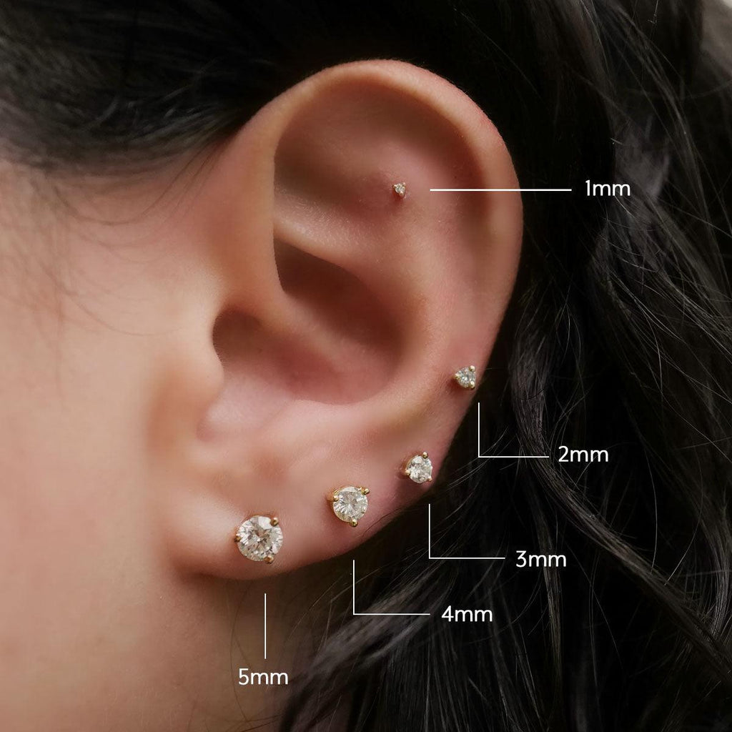 5mm Round Diamond Threaded Flat Back Earring | 0.45GMS 0.50CT | Single