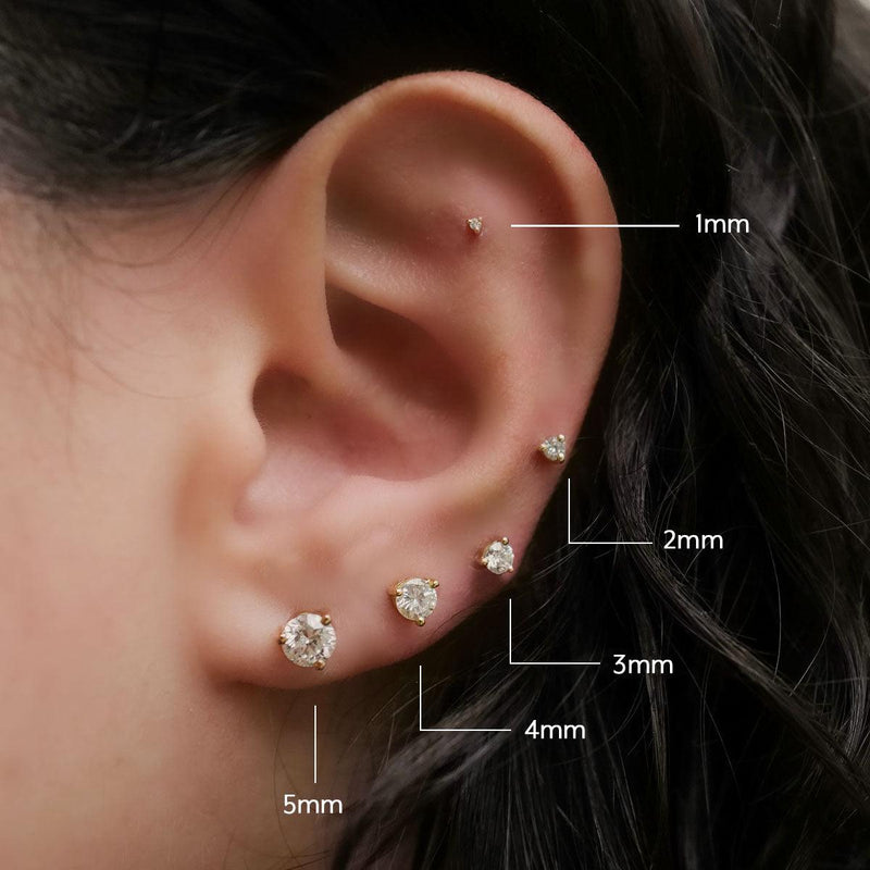 4mm Round Diamond Threaded Flat Back Earring | 0.35GMS 0.25CT | Single