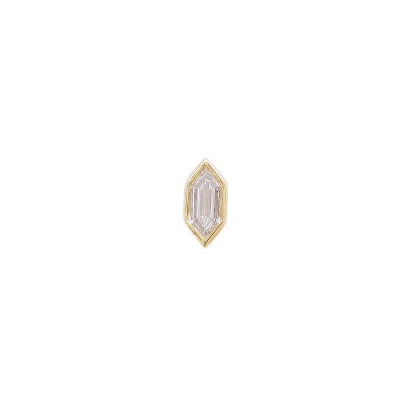 Mini Elongated Hexagon Diamond Threaded Flat Back Earring | .30GMS .12CT | Single
