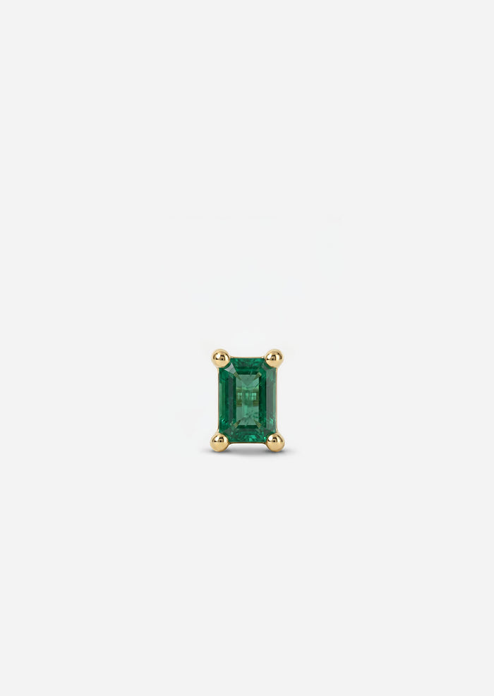 Mini Baguette Emerald Threaded Flat Back Earring
