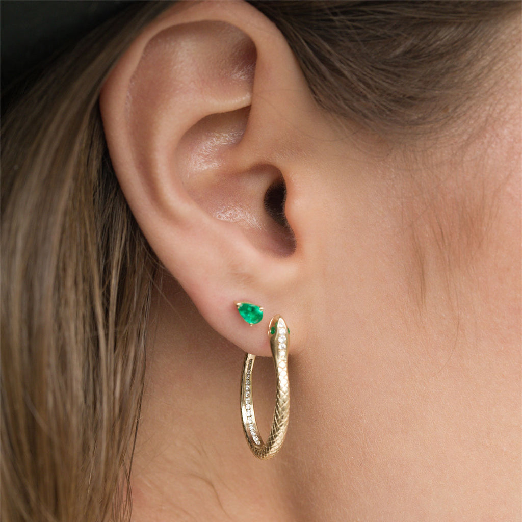 Emerald Pear Threaded Flat Back Earring | .25GMS .20CT | Single