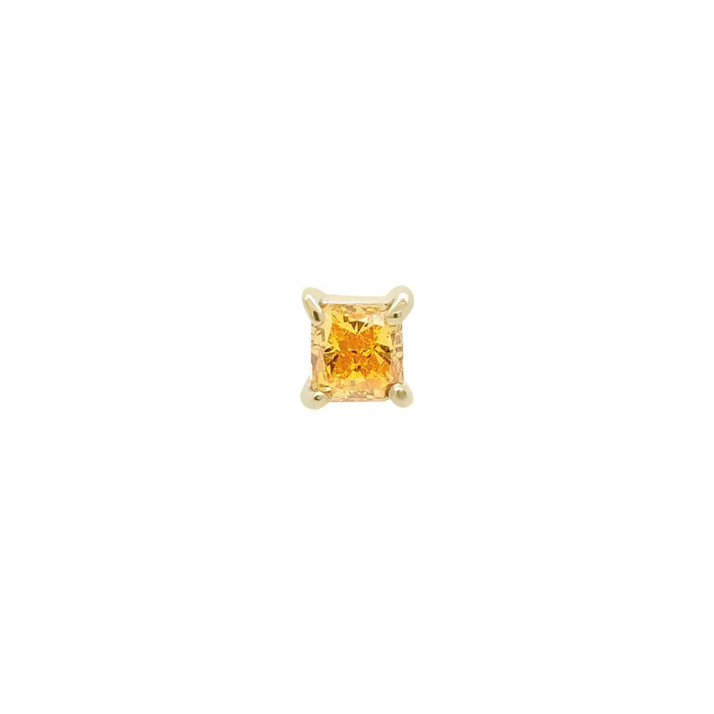Fancy Yellow Diamond Threaded Flat Back Earring | .25GMS .10CT | Single