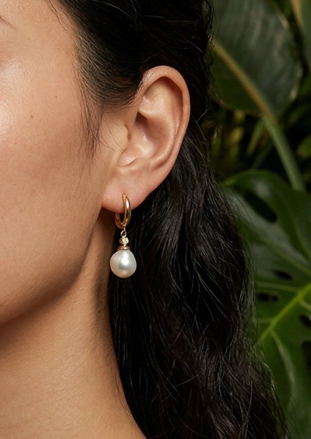 Drop Pearl and Diamond Earrings