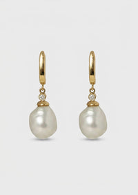 Drop Pearl and Diamond Earrings