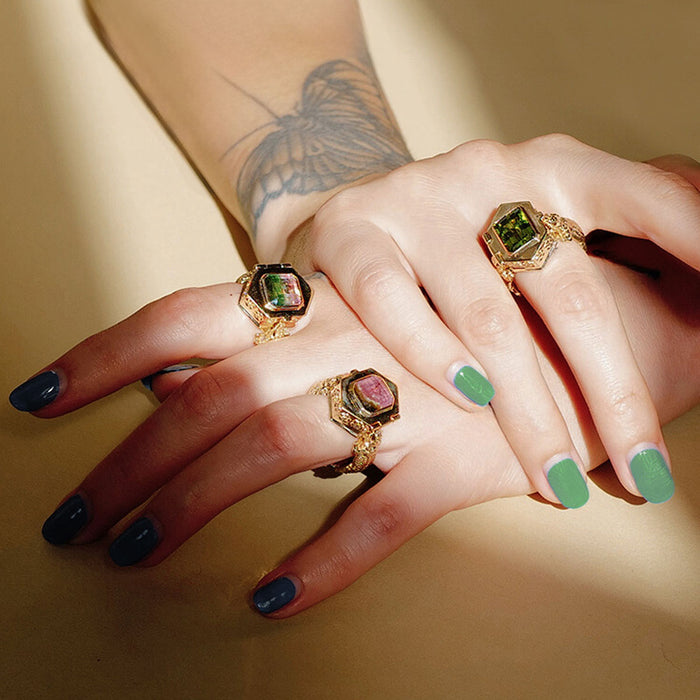 Funeral Ring | Green Watermelon Tourmaline